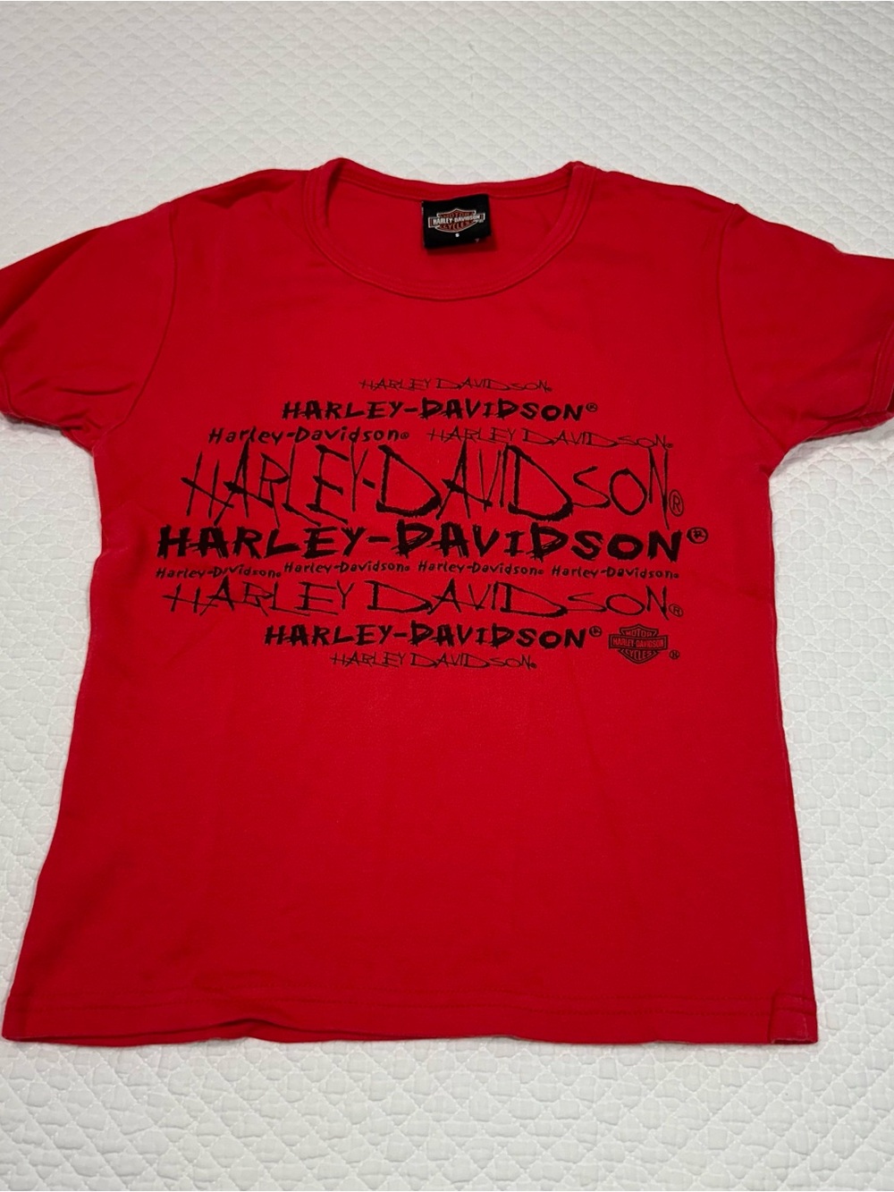 Harley-Davidson Red Short Sleeve Tee with Black Logo Print